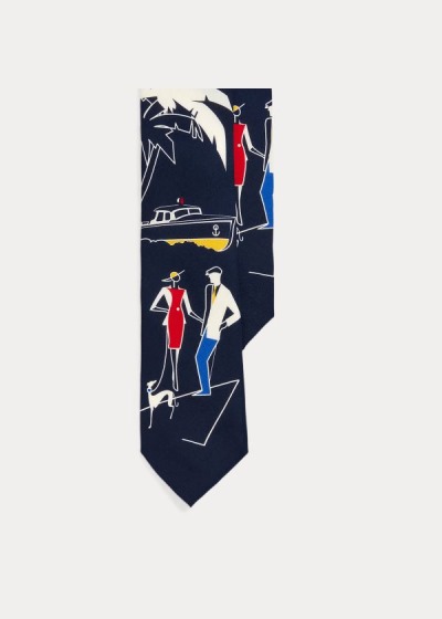 Corbatas Ralph Lauren Hombre Azul Marino - Silk Graphic - AMYNT3586